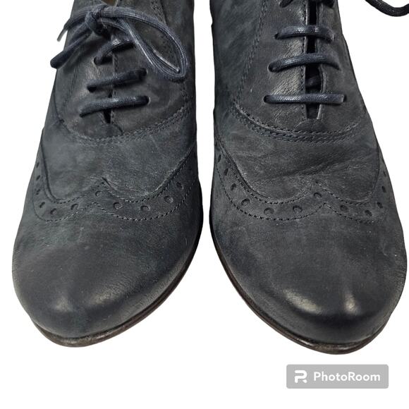 Paul Green Kelsey Black Nubuck Wingtip Lace-up Oxford Stacked Heel W 6.5 - Picture 5 of 11